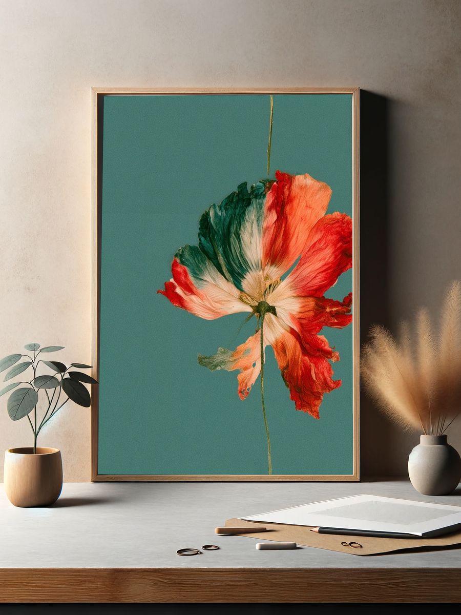 Pressed Poppy Botanical Poster. — room view 2