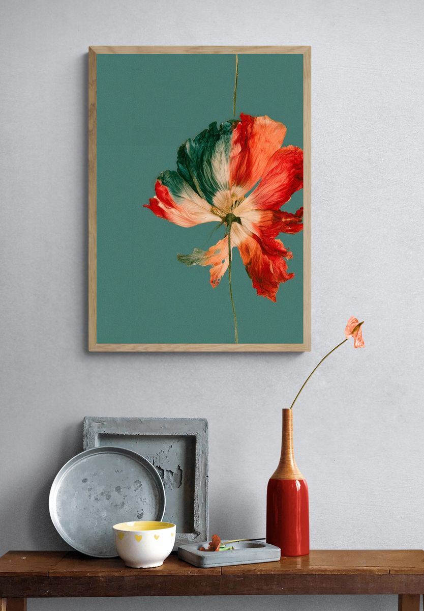 Pressed Poppy Botanical Poster. — room view 3