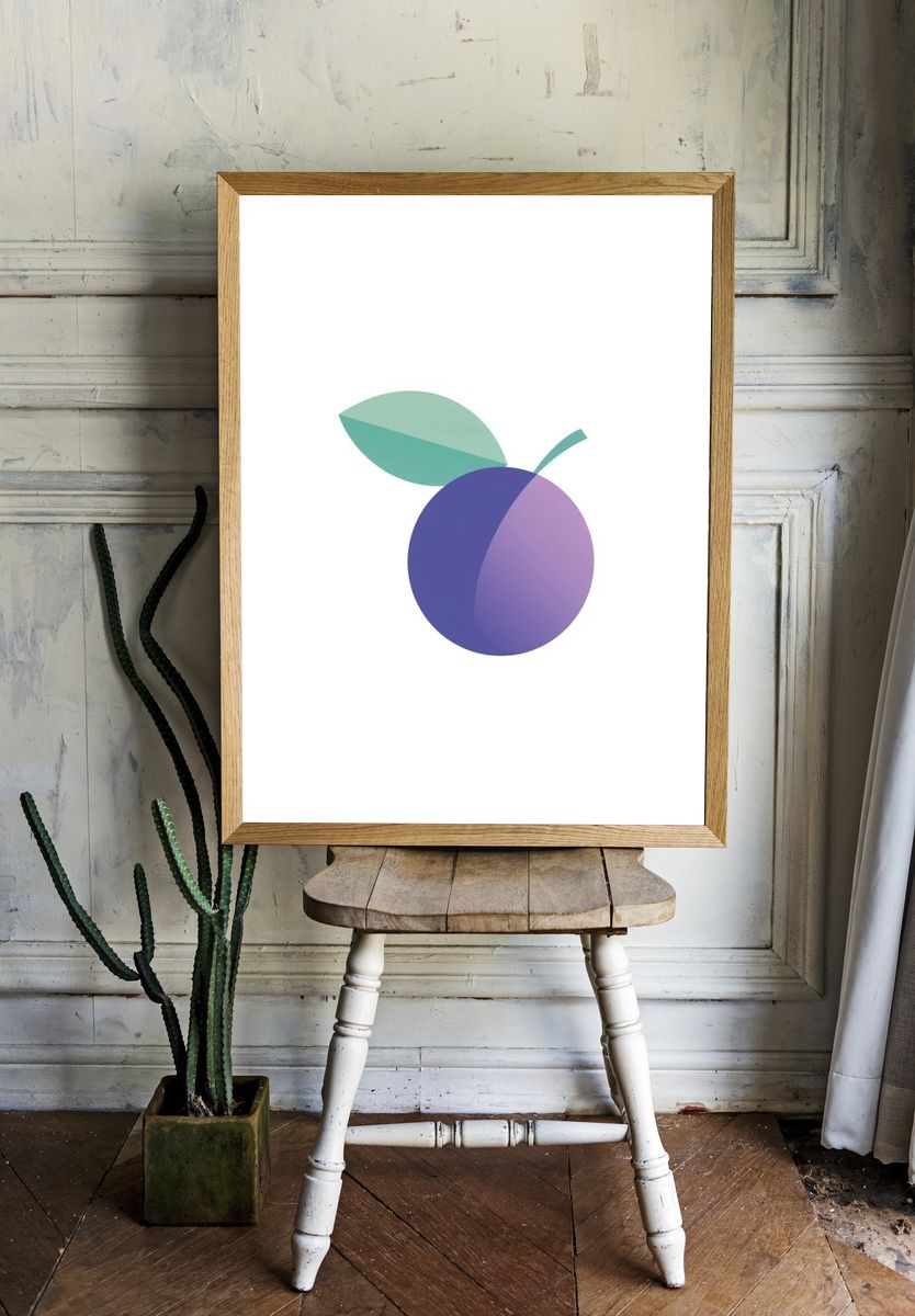 Plum Leaf Minimalist Poster. room preview