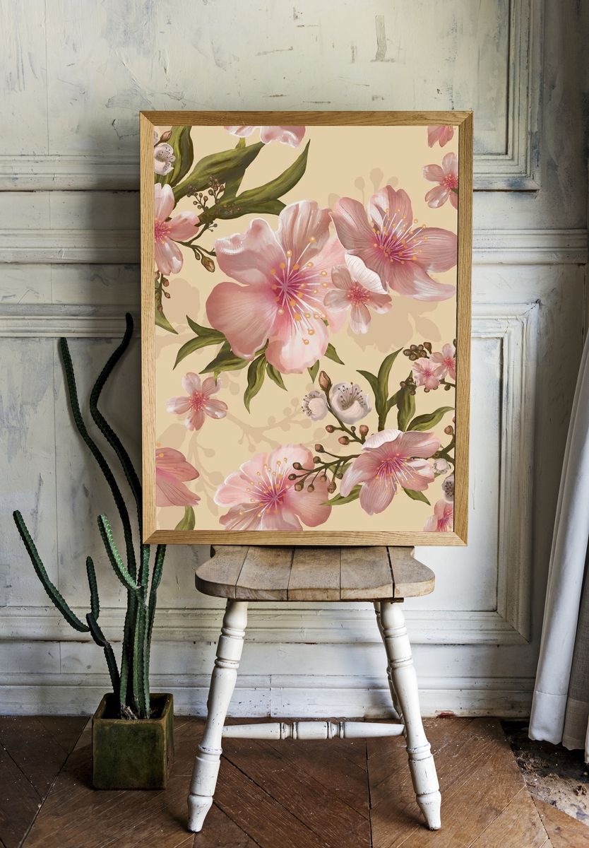 Illustration drawing of Watercolor flower. — room view 1
