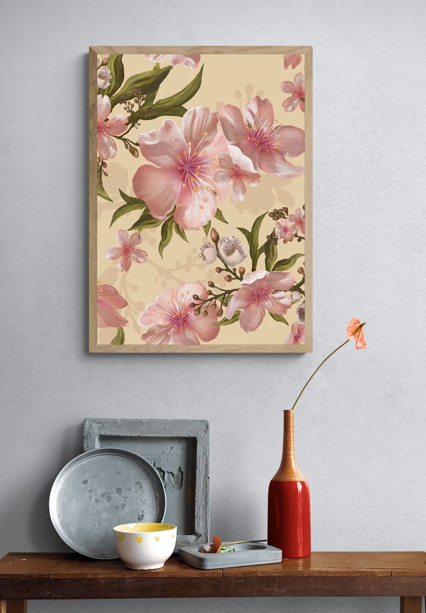 Illustration drawing of Watercolor flower. — room view 3