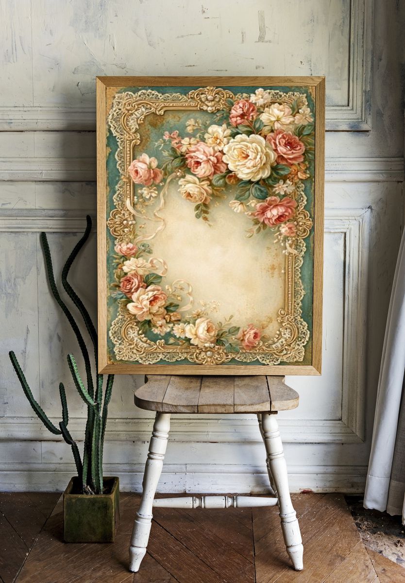 Vintage Floral Ornate Frame Poster. room preview