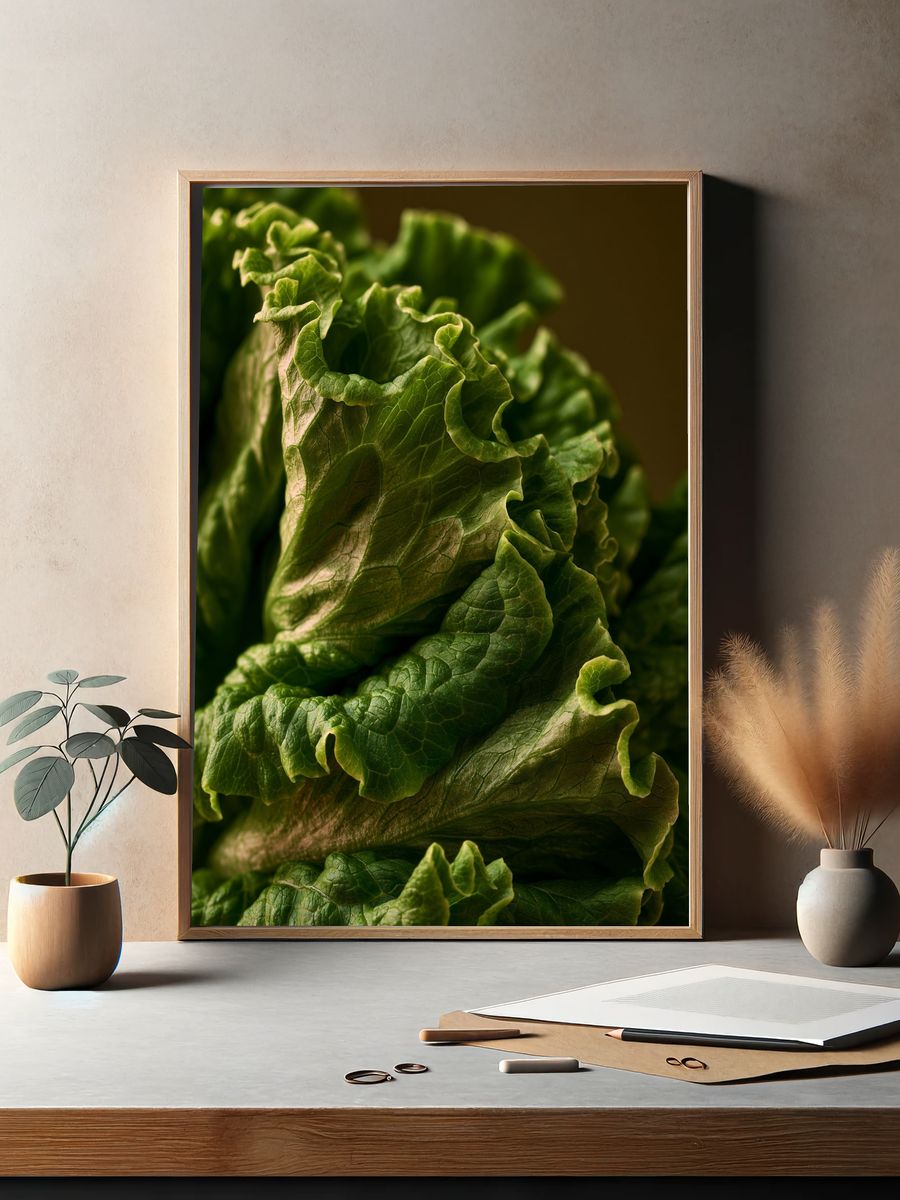 Lettuce Macro Photography Poster. — room view 2