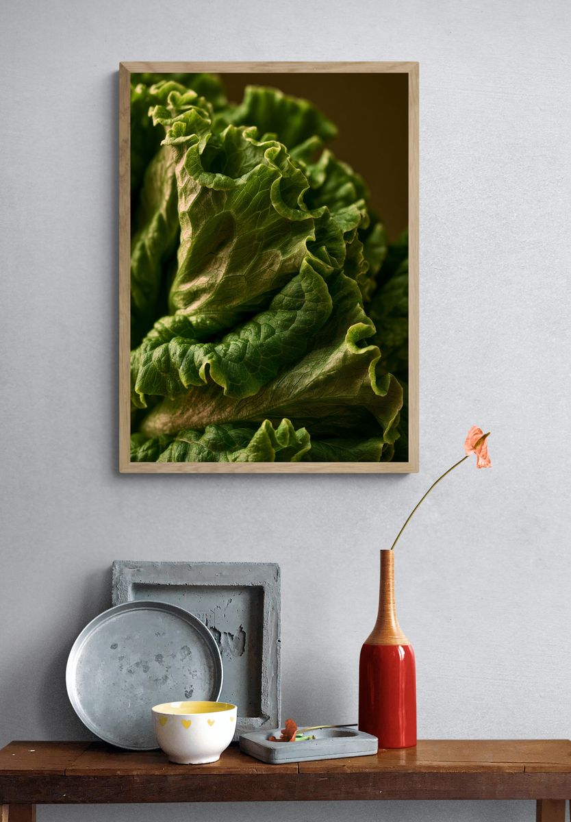 Lettuce Macro Photography Poster. — room view 3