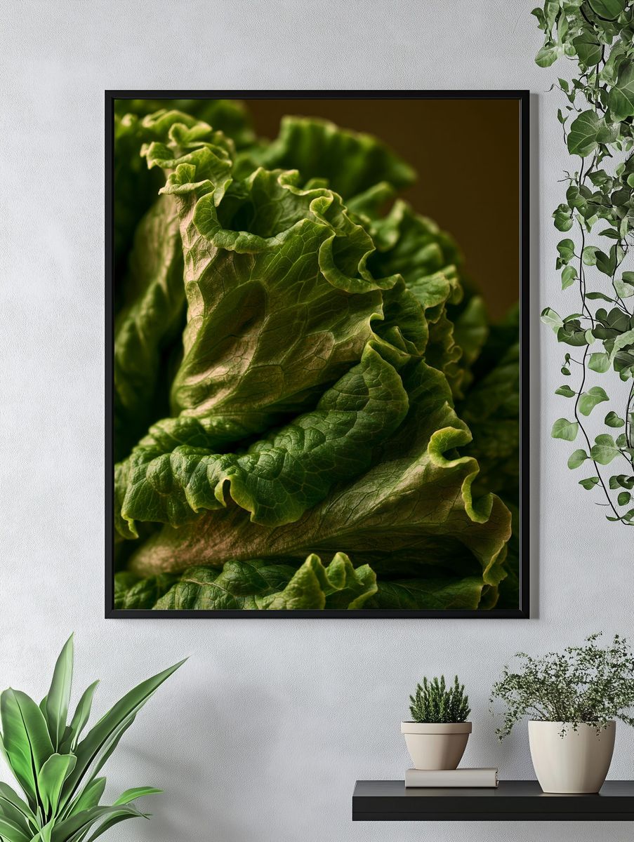 Lettuce Macro Photography Poster. — room view 4