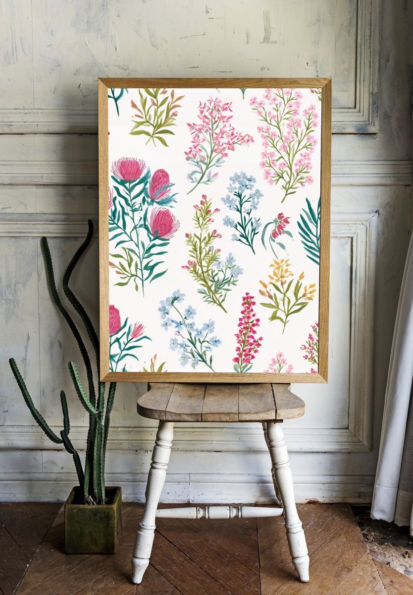 Wildflower Botanical Print. room preview