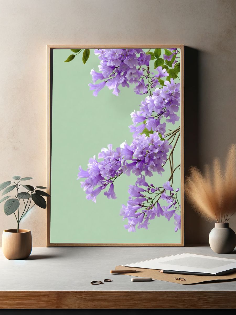 Lavender Blossom Branch Botanical Print. — room view 2