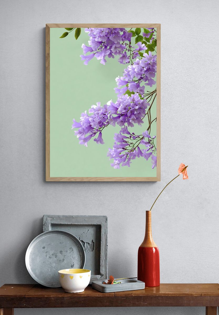 Lavender Blossom Branch Botanical Print. — room view 3