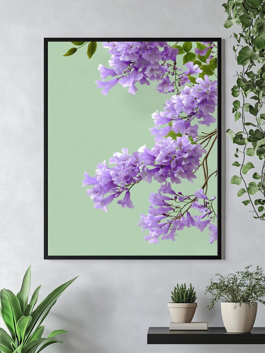 Lavender Blossom Branch Botanical Print. — room view 4