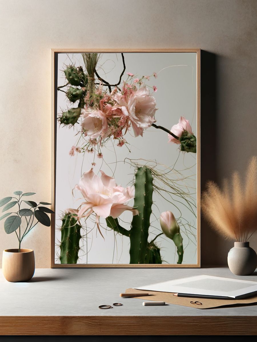 Cactus Bloom Botanical Print. — room view 2
