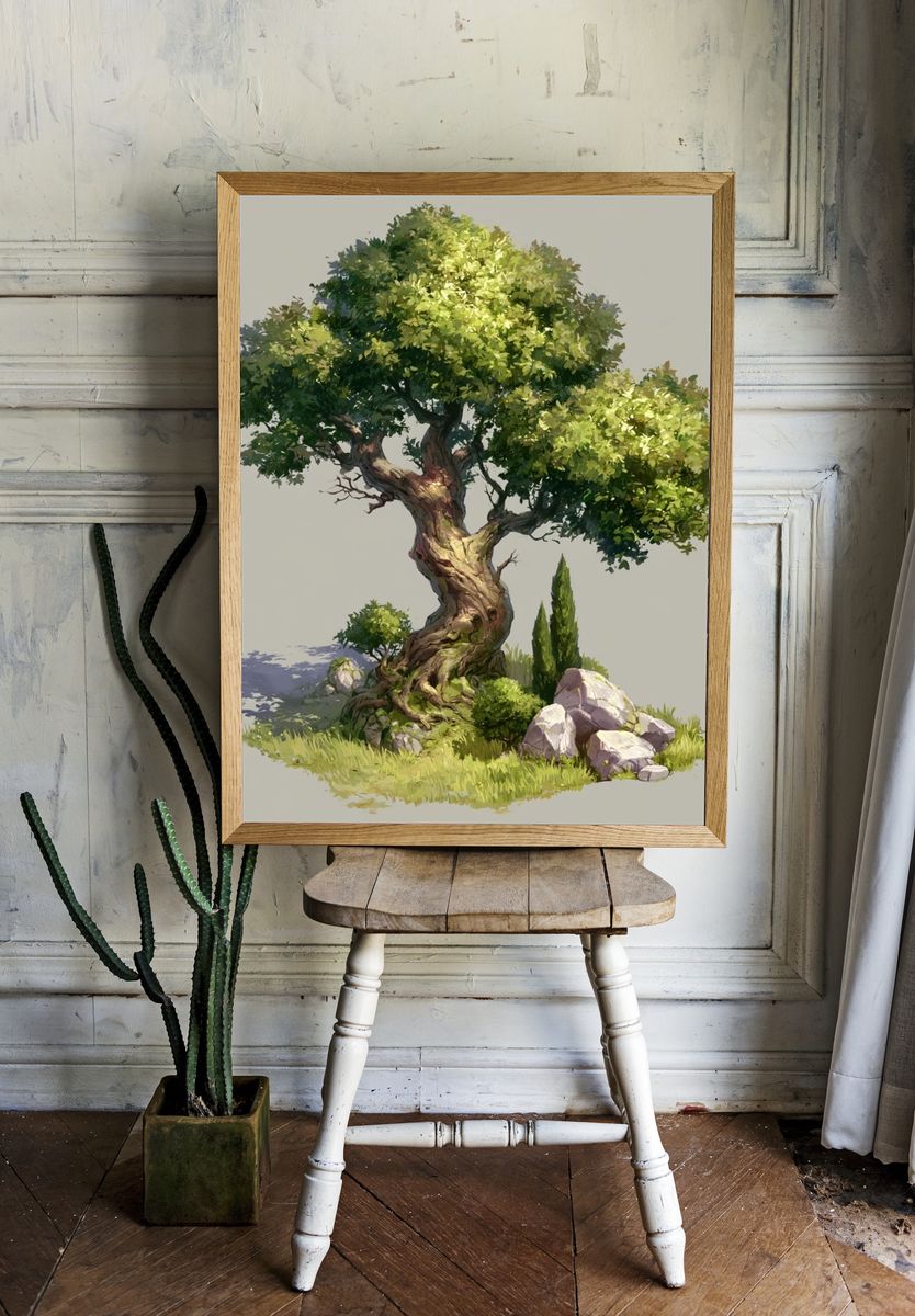 Bonsai Tree Illustration Poster. — room view 1