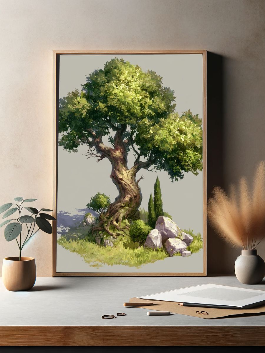 Bonsai Tree Illustration Poster. — room view 2
