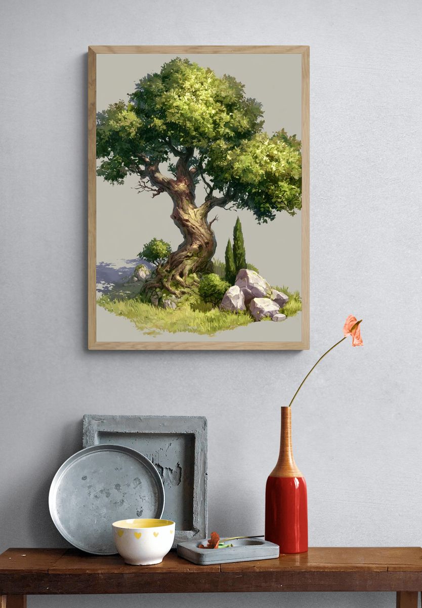 Bonsai Tree Illustration Poster. — room view 3