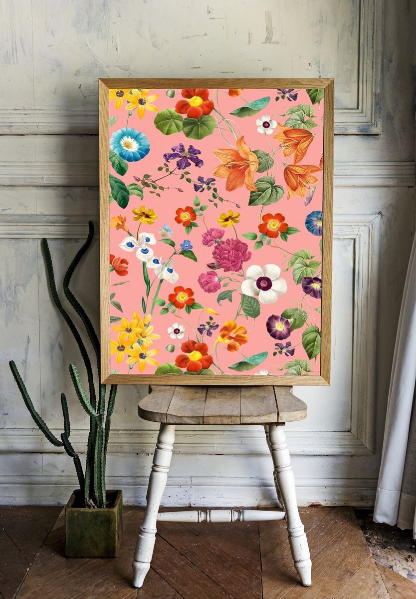 Vintage floral pattern mobile wallpaper. — room view 1