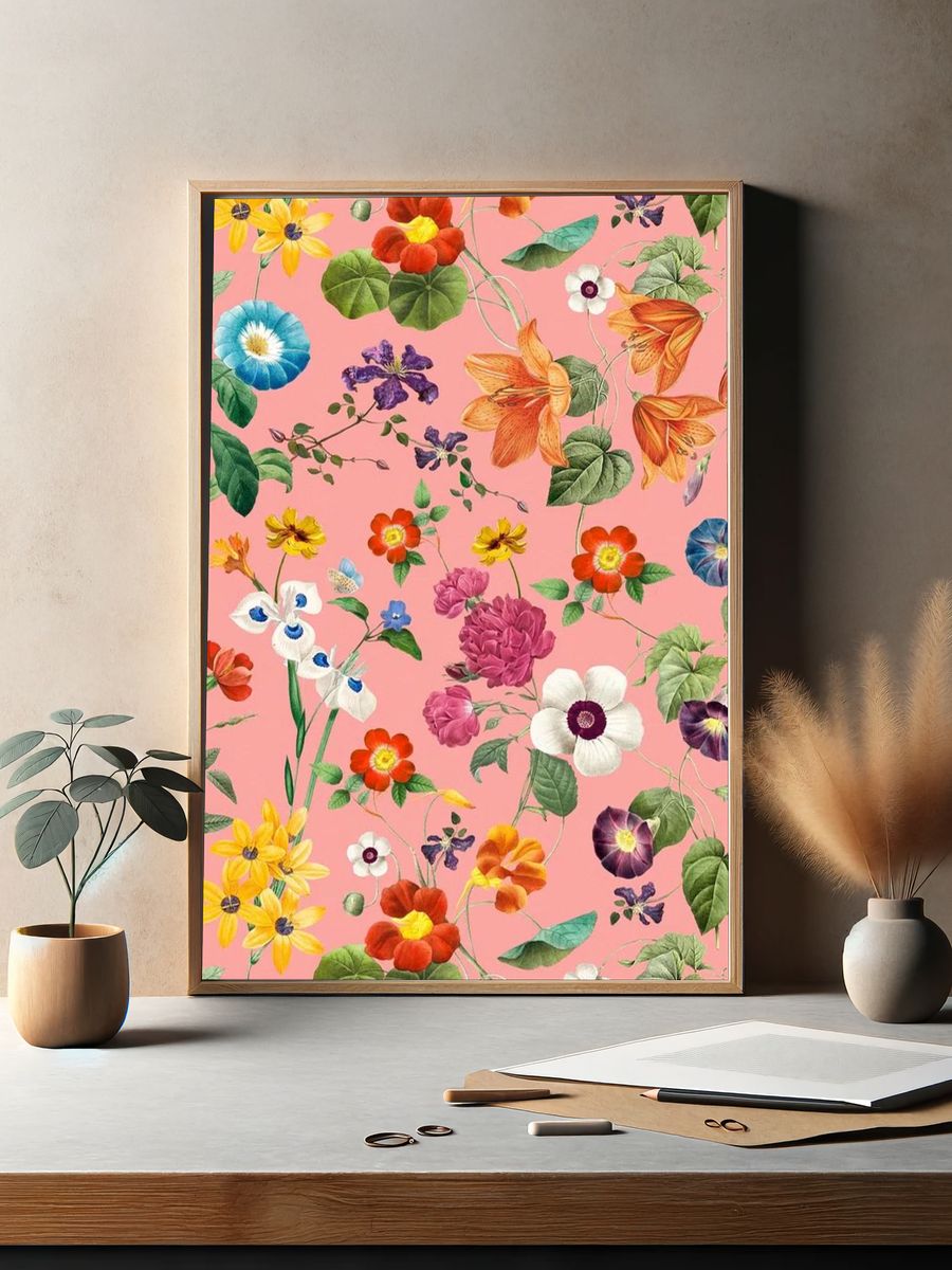 Vintage floral pattern mobile wallpaper. — room view 2