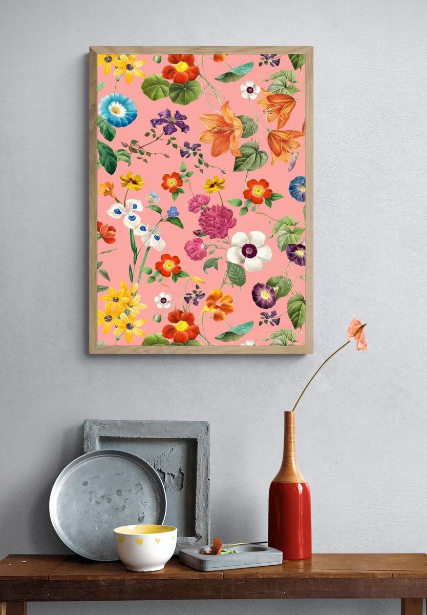 Vintage floral pattern mobile wallpaper. — room view 3