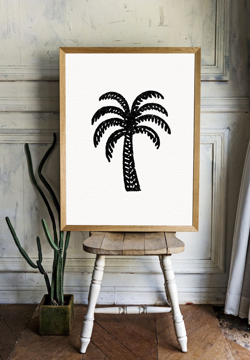 Palm Tree Line-Art Poster. — room view 1