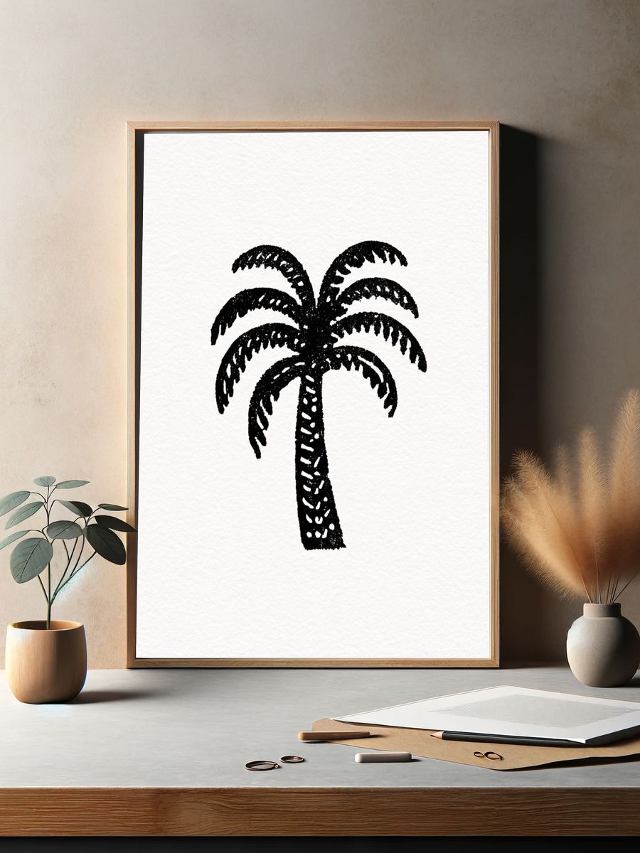 Palm Tree Line-Art Poster. — room view 2
