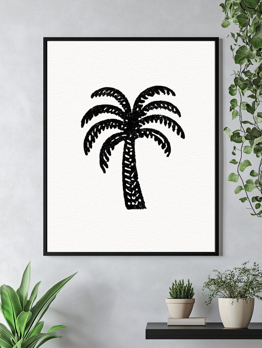 Palm Tree Line-Art Poster. — room view 4