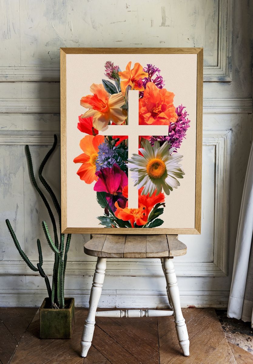 Floral Cross Botanical Print. — room view 1