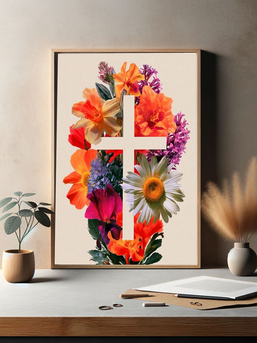 Floral Cross Botanical Print. — room view 2