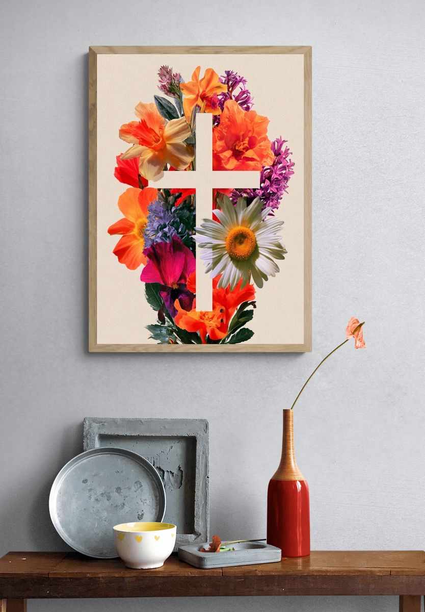 Floral Cross Botanical Print. — room view 3