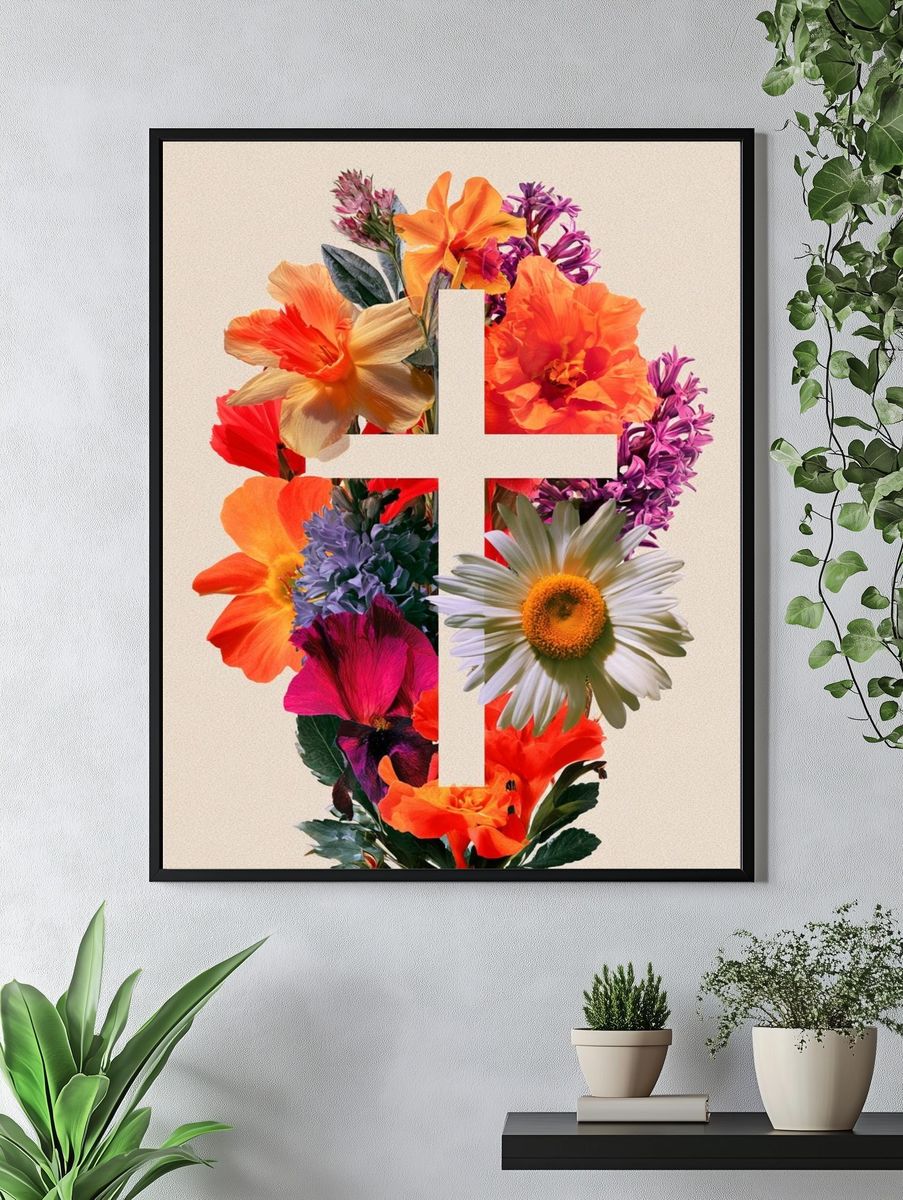 Floral Cross Botanical Print. — room view 4