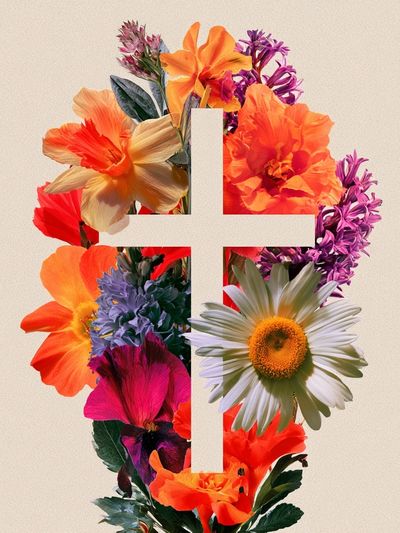 Floral Cross Botanical Print. poster
