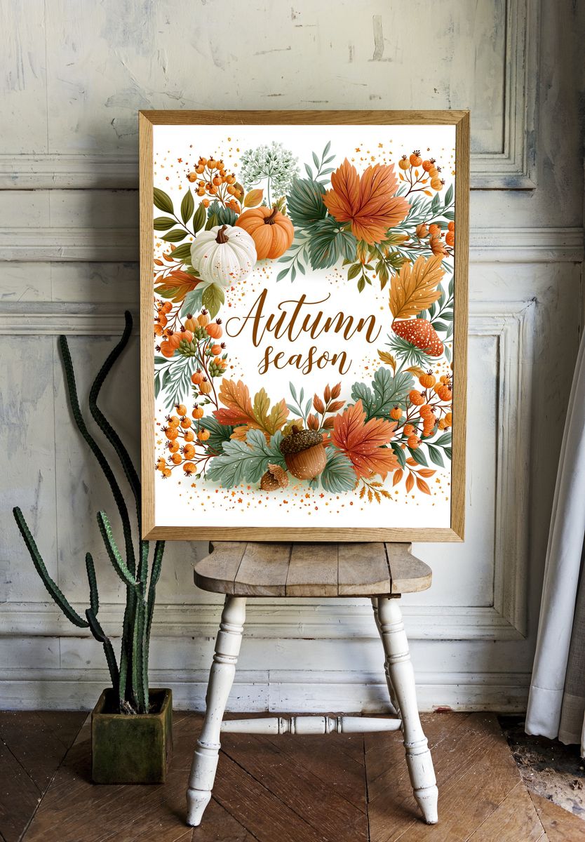 Autumn Season Botanical Poster. room preview