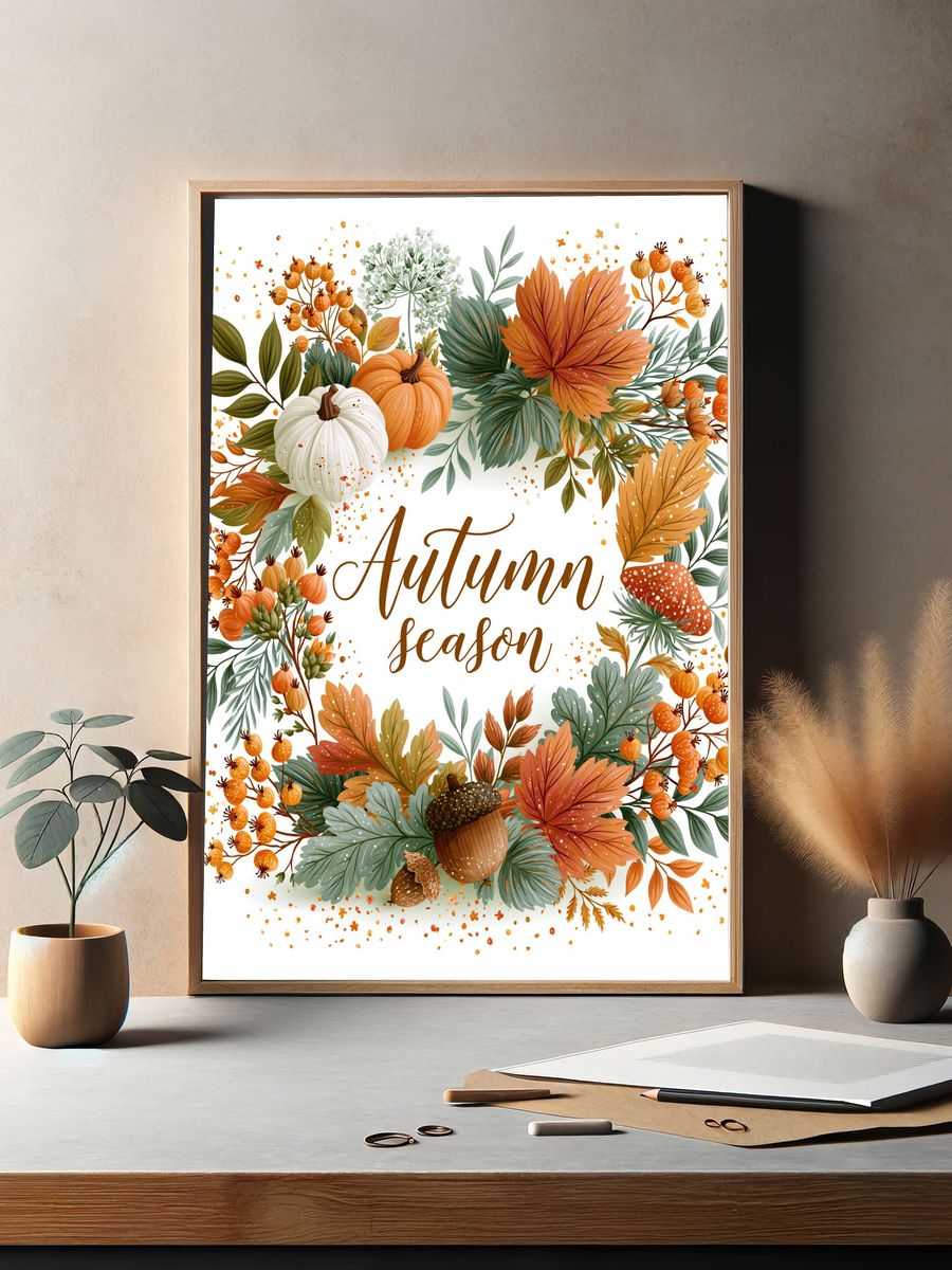 Autumn Season Botanical Poster. — room view 2