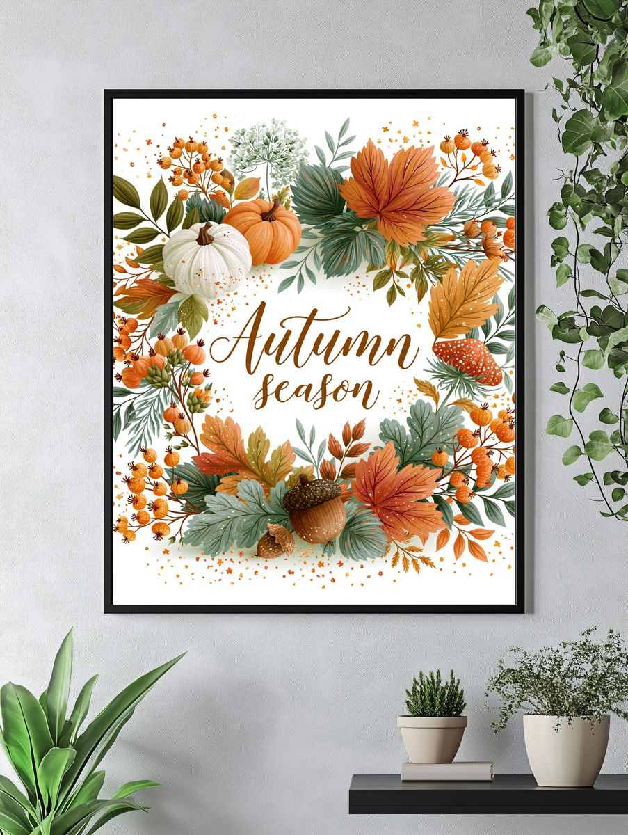 Autumn Season Botanical Poster. — room view 4