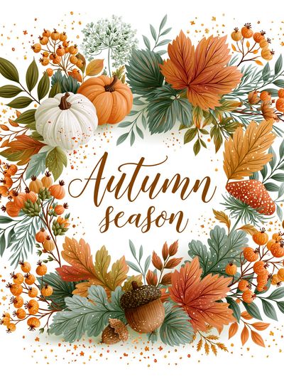 Autumn Season Botanical Poster.