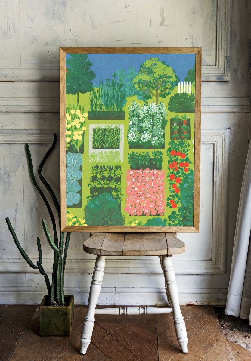 Garden Patchwork Botanical Print. — room view 1