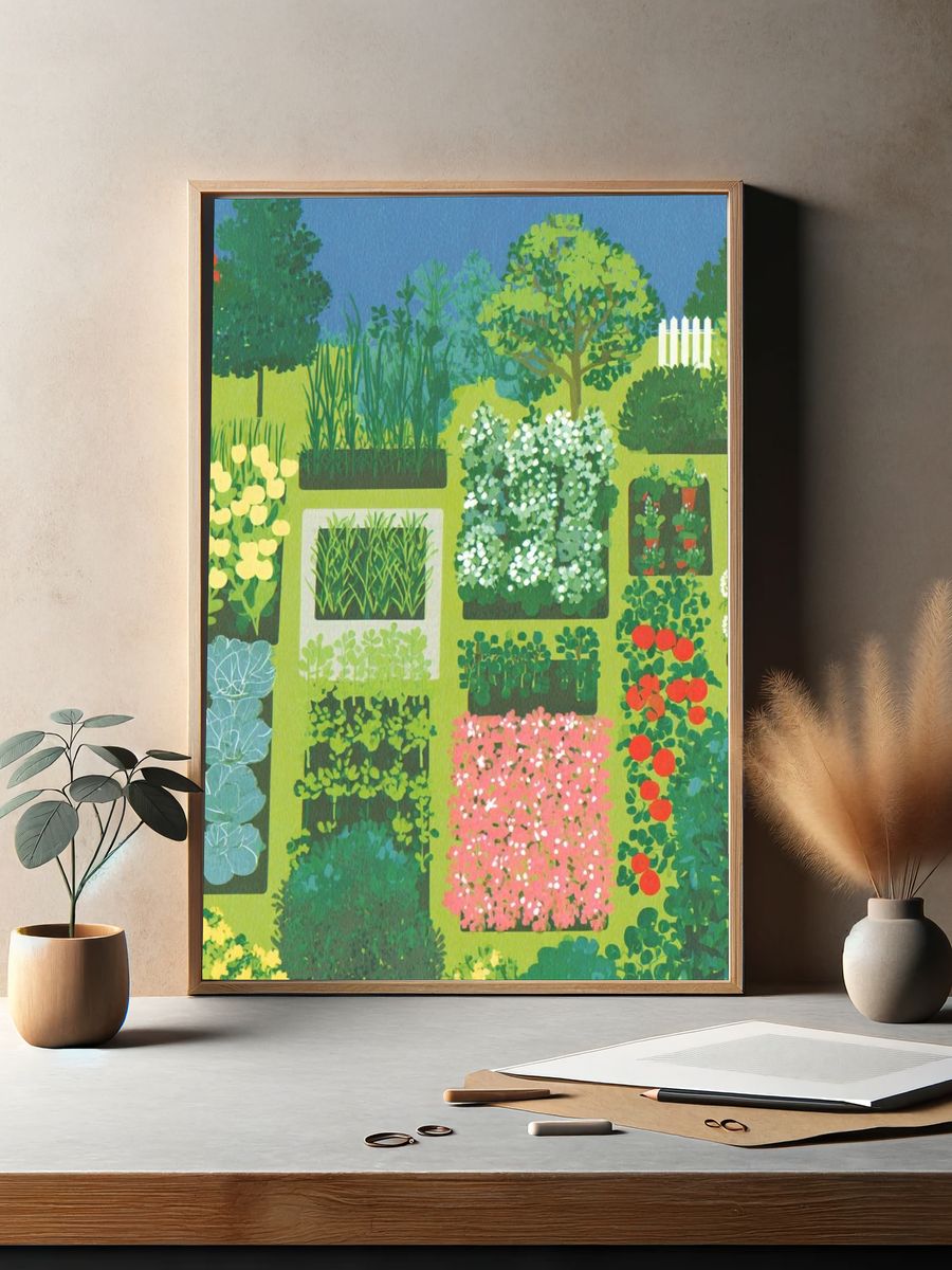 Garden Patchwork Botanical Print. — room view 2