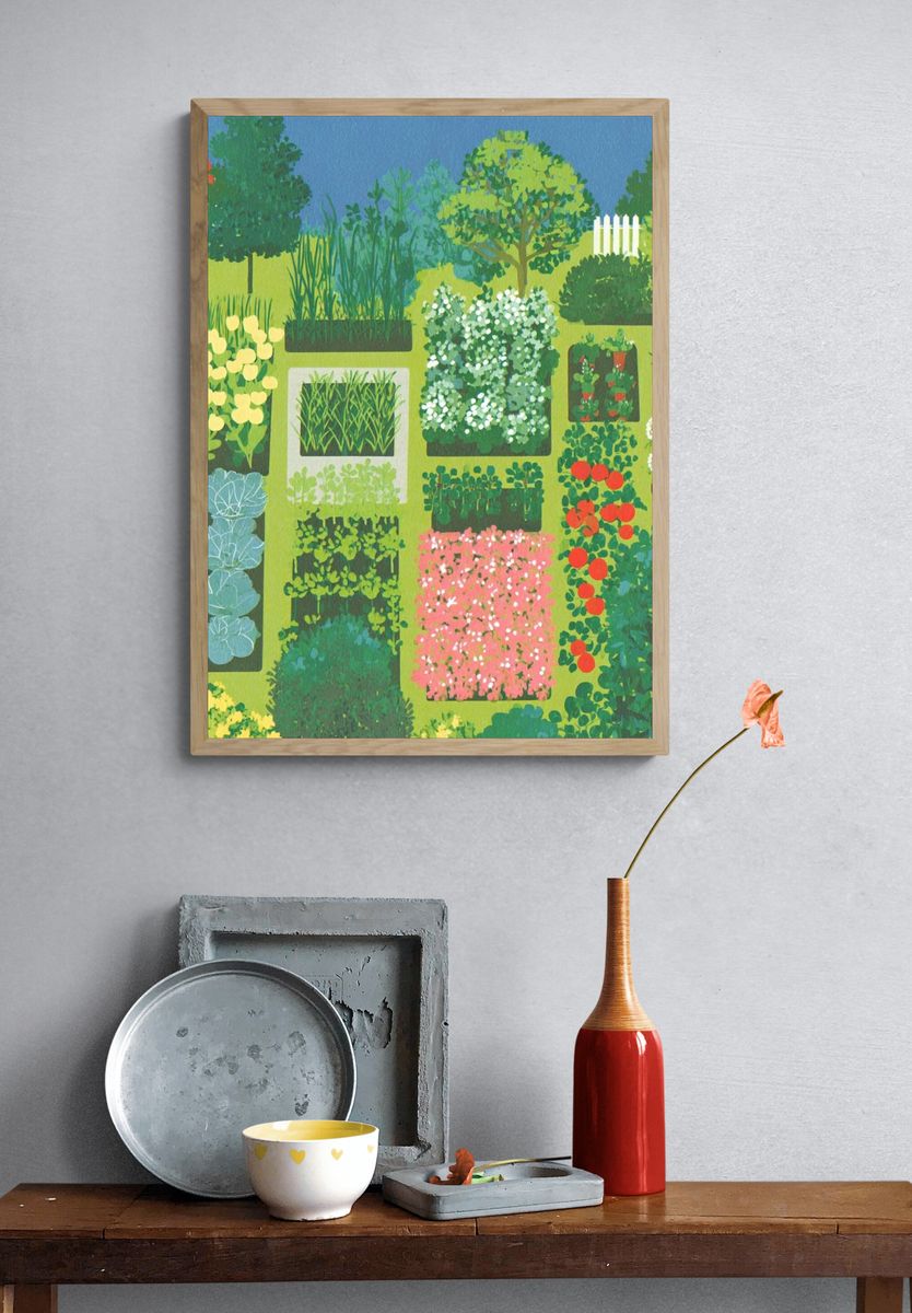 Garden Patchwork Botanical Print. — room view 3