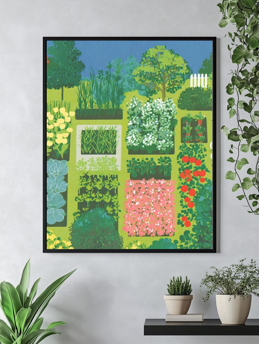 Garden Patchwork Botanical Print. — room view 4