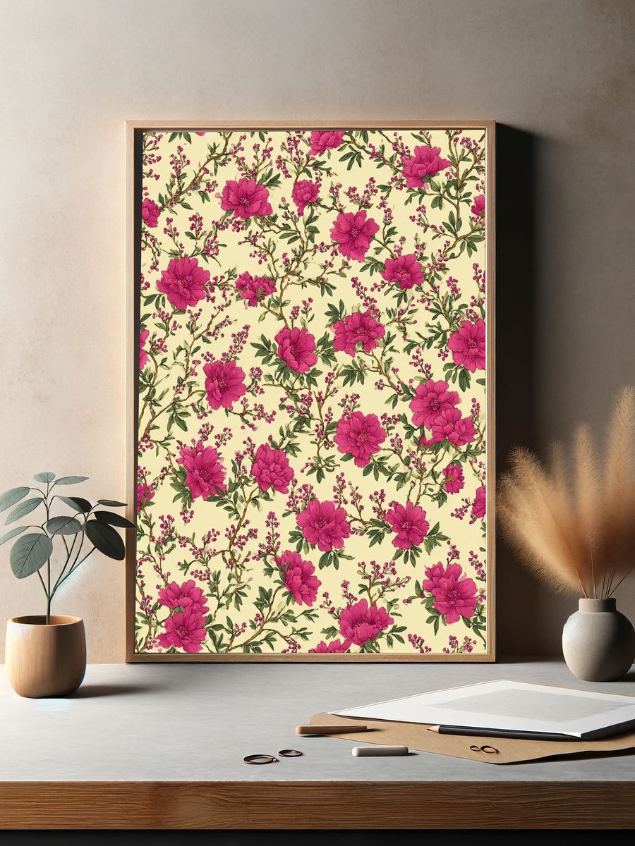 Pink Blossom Botanical Print. — room view 2