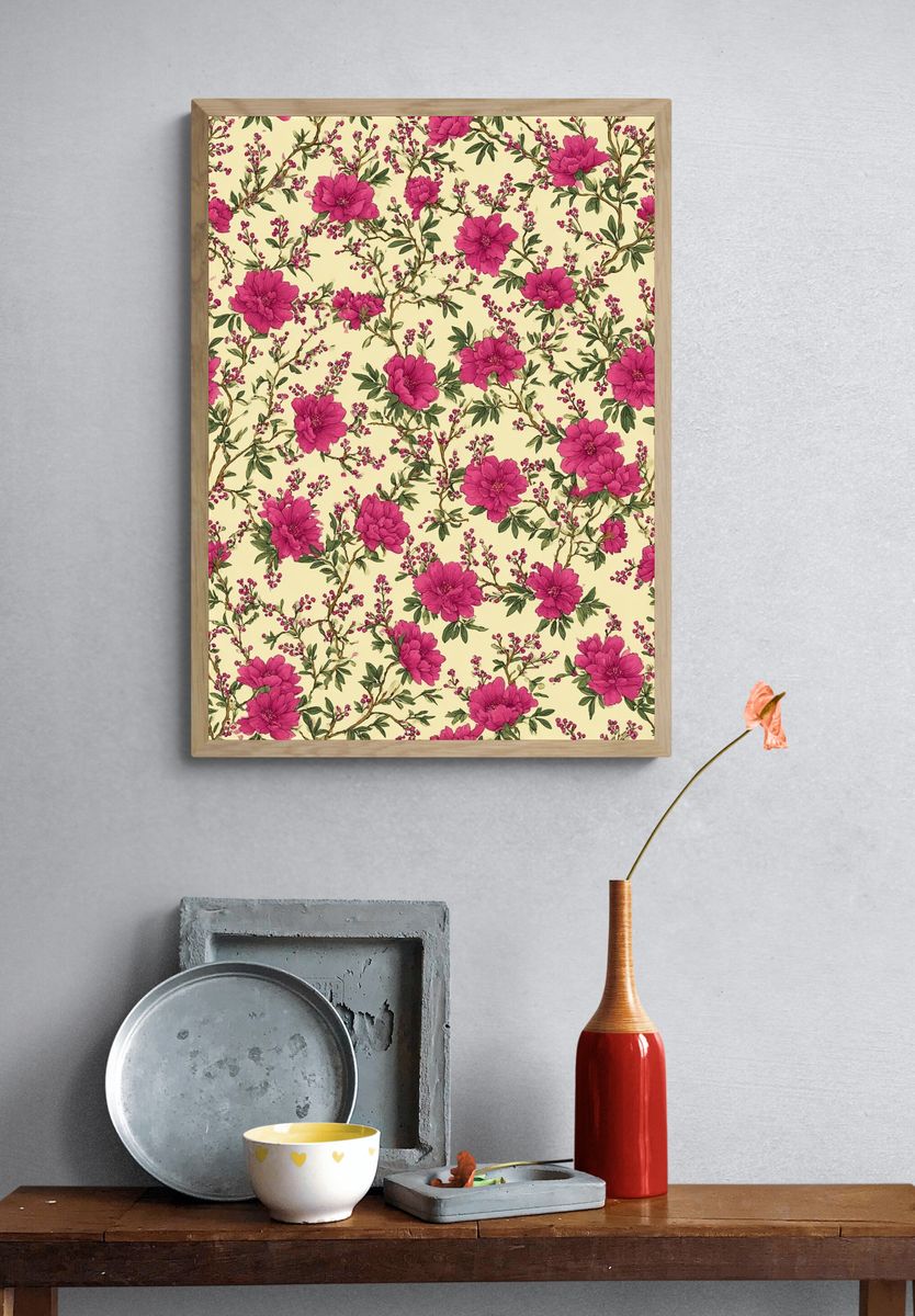 Pink Blossom Botanical Print. — room view 3