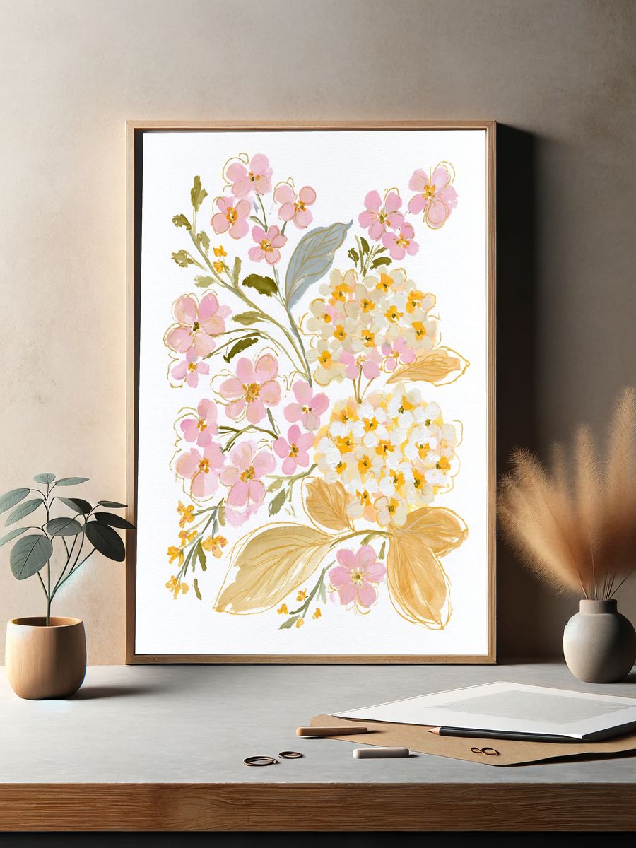 Pastel Floral Watercolor Print. — room view 2