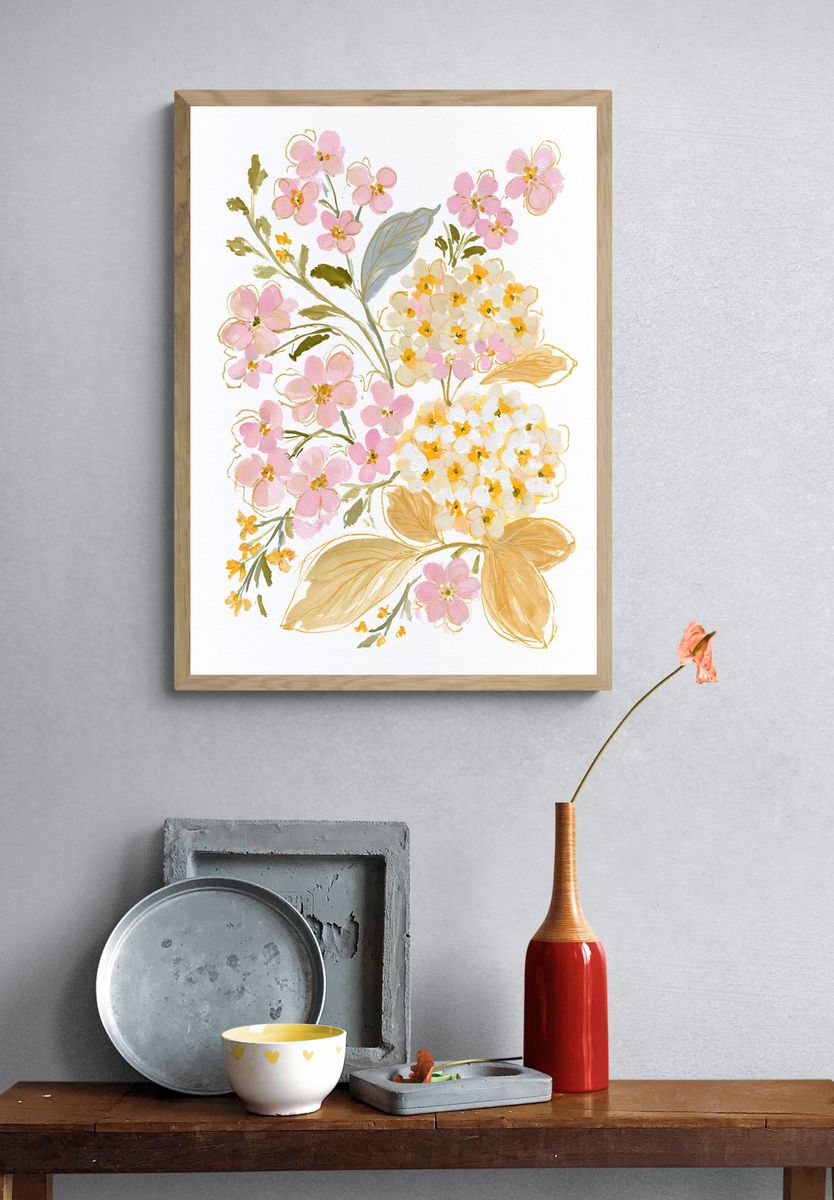 Pastel Floral Watercolor Print. — room view 3