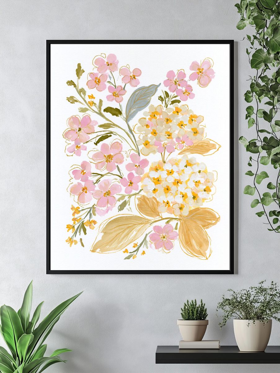 Pastel Floral Watercolor Print. — room view 4