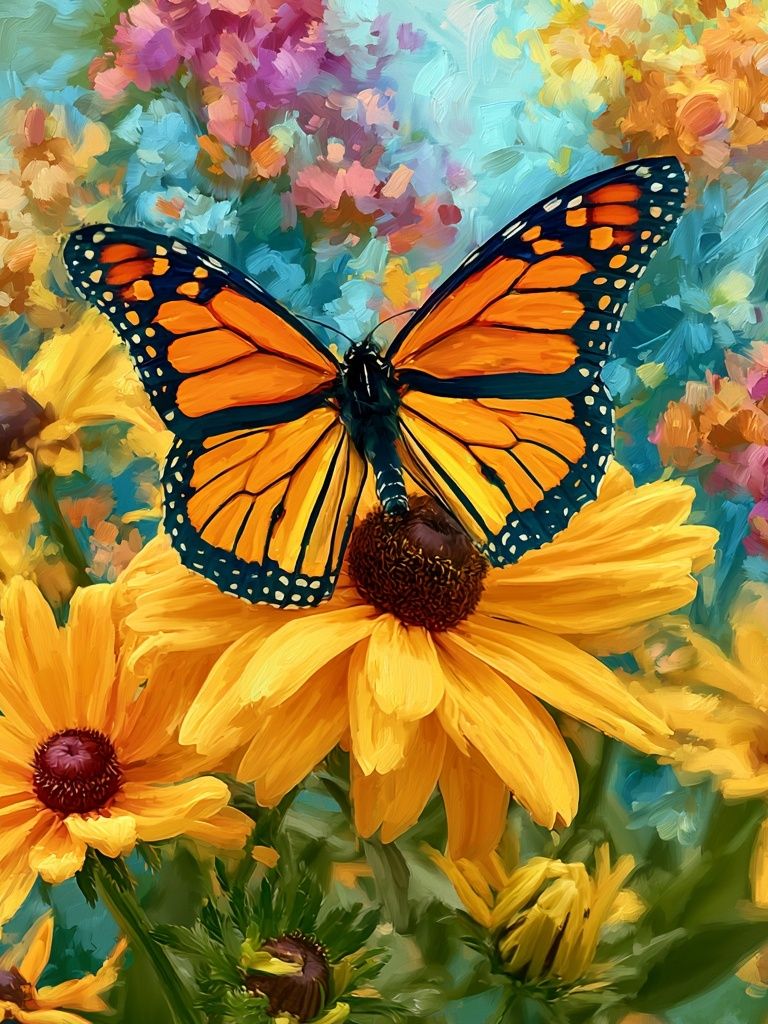 Monarch Butterfly Garden Print. poster detail