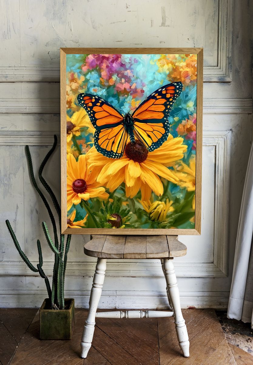 Monarch Butterfly Garden Print. room preview