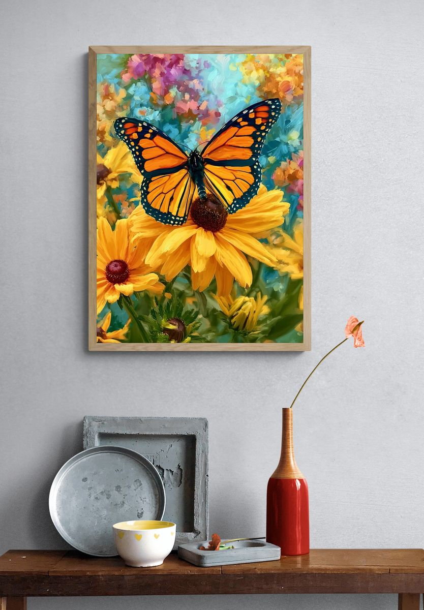 Monarch Butterfly Garden Print. — room view 3