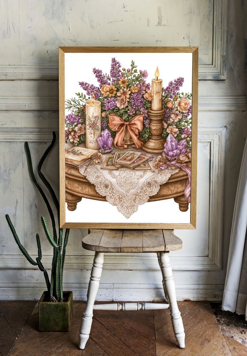 Romantic Floral Still Life Print. — room view 1