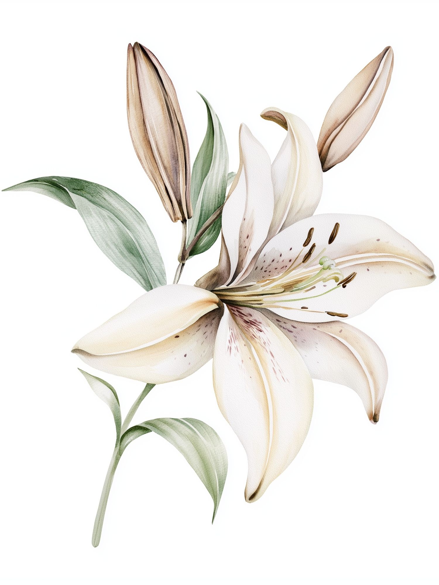 White Lily Watercolor Poster. poster — botanical art