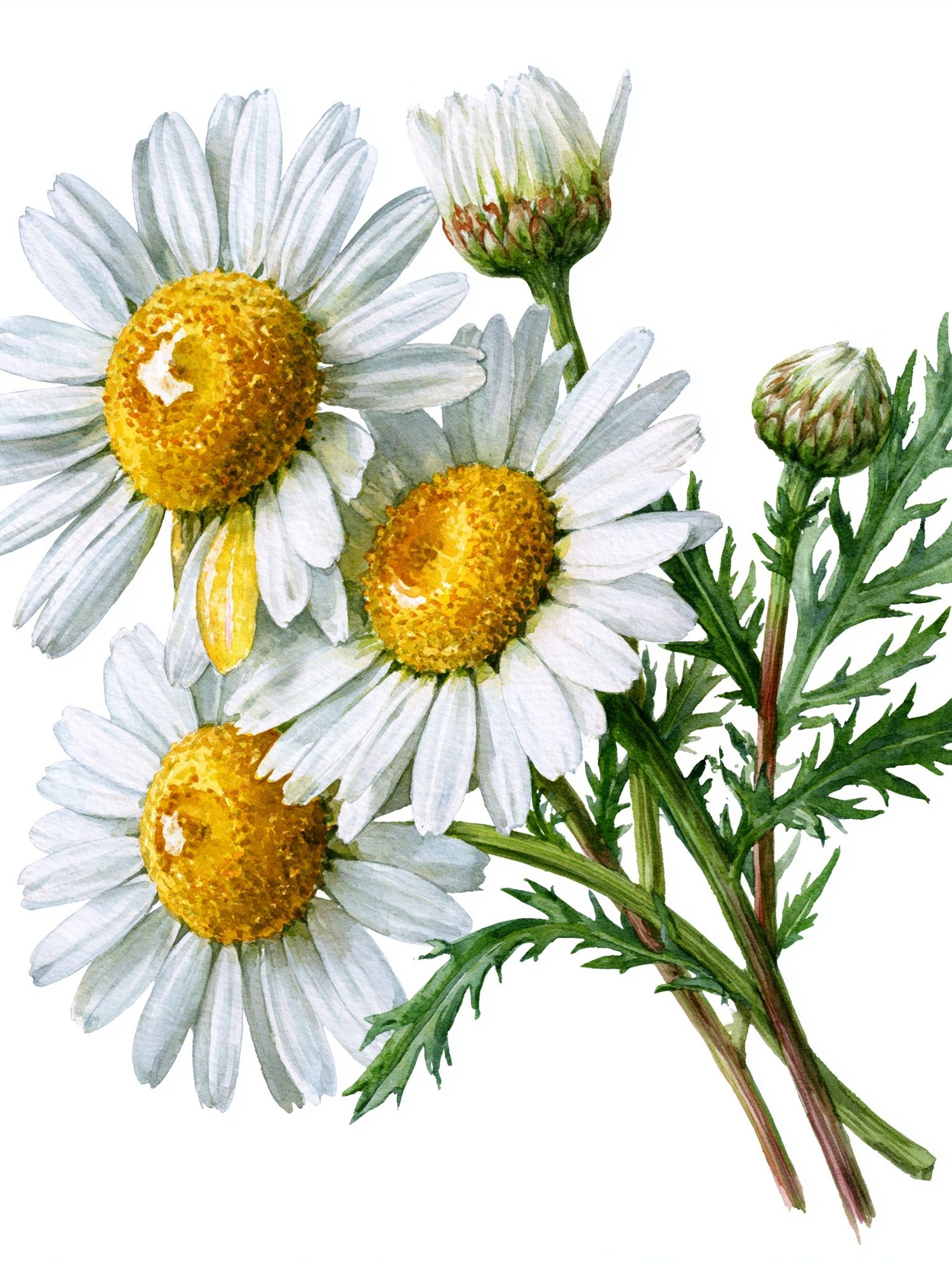 Chamomile Flowers Watercolor Print. poster — botanical art