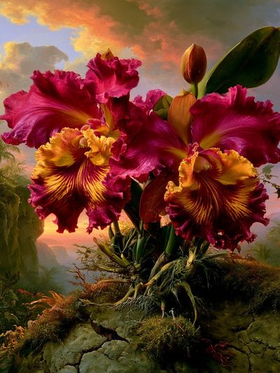 Tropical Orchid Sunset Print. poster