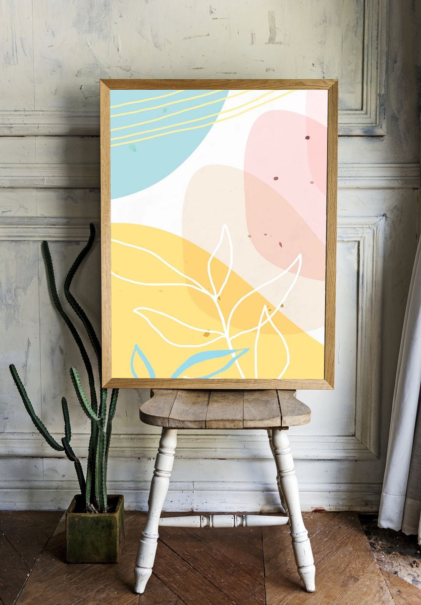 Abstract pastel Memphis patterned background. — room view 1