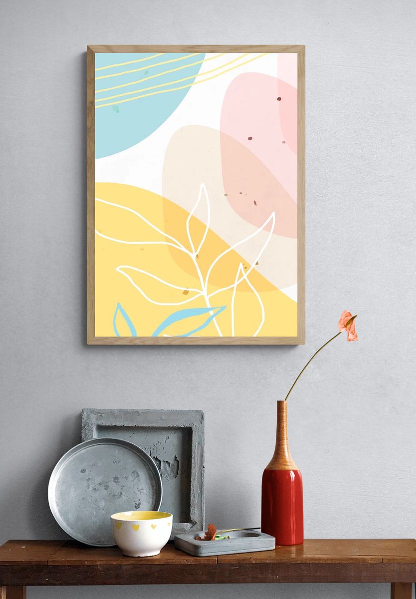 Abstract pastel Memphis patterned background. — room view 3